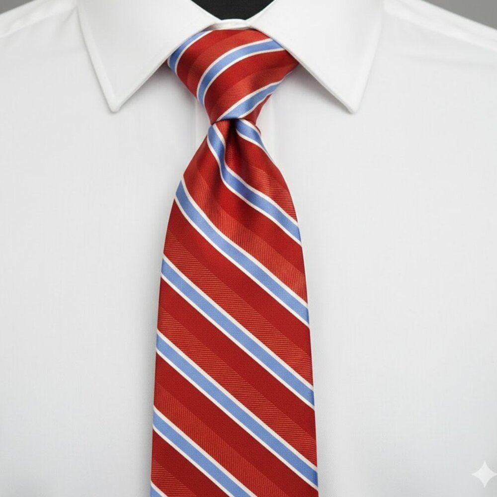 Marshall Field's Silk Tie Striped Repp Regimental Burt Orange Navy Blue